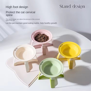 ชามอาหารสัตว์เลี้ยงเซรามิกทรงสูงป้องกันคอเสื่อม ชามน้ำและอาหารสำหรับแมวและสุนัข ป้องกันสิว รูปทรงยูเอฟโอ ของแท้ - Product Image 3