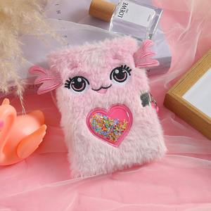 Diario A6 con Diseño de Corazón de Peluche Rosa, Papelería Creativa y Linda con Lentejuelas y Candado para Tomar Notas - Product Image 5