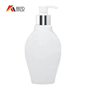 Newest design reusable unique empty PET white shampoo and conditioner package bottles body lotion bottle 8oz 300ml with pump