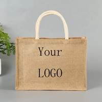 Sac Fourre-Tout en Jute Personnalisable avec Logo, Réutilisable, Écologique, avec Poignée en Coton, Idéal pour les Achats Quotidiens