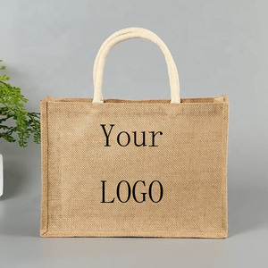 حقيبة حمل جوت سهلة الاستخدام بشعار مخصص حقيبة تسوق صديقة للبيئة من الخيش بمقبض قطني للاستخدام اليومي - Product Image 3