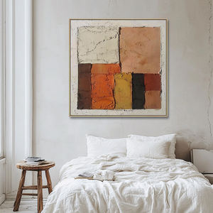 Decorazione della parete della camera da letto dipinto a mano tela rustica arte geometrica strutturata <span class=keywords><strong>dipinti</strong></span> di arte Boho moderna - Product Image 2