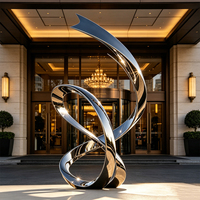Sculpture abstraite moderne torsadée de 210 cm, statue en acier inoxydable pour hôtel, place publique, art courbé, sculpture extérieure en acier inoxydable, décoration d'entrée de luxe