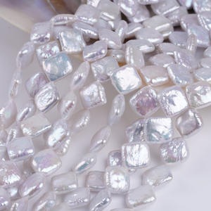 Perlas Blancas Naturales de Agua Dulce al por Mayor de 10-12 mm, Forma Cuadrada de Diamante, Semiterminadas, para Collares Hechos a Mano, Accesorios de Bricolaje - Product Image 3