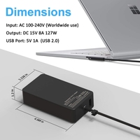 Chargeur secteur rapide 127W 15V 8A pour Microsoft Surface Pro X 9 8 Book 3 Laptop 5 Go 3, cordon de remplacement