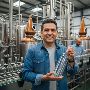 Bouteilles de spiritueux en verre de 1000ml Bouteille ronde de tequila Whisky Vodka Rhum Liqueur Bouchons à vis des fabricants de bouteilles en verre à proximité - Product Image 1