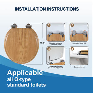 บานพับปรับได้สำหรับห้องน้ำสแกนดิเนเวียที่นั่งชักโครกทำจากไม้โอ๊คทรงกลมดีไซน์ทันสมัย - Product Image 4