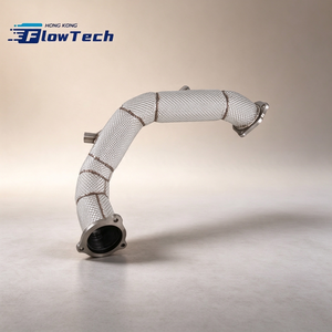 ท่อลง FlowTech T304 สแตนเลสสตีลแบบไหลสูง พร้อม GPF และแผ่นกันความร้อน สำหรับ Audi Q8 VW Touareg 3.0T EA839 ติดตั้งแบบยึดโดยตรง - Product Image 3
