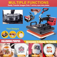 Nouvelle presse à chaud combinée 8-en-1 rouge pour sublimation de tasses magiques et impression de t-shirts - Prix
