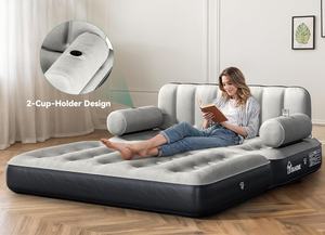 Divano Letto Gonfiabile Queen Size con Testiera e Pompa, Convertibile 2-in-1, Regolabile, Portatile, Nero, per <span class=keywords><strong>Casa</strong></span>, Campeggio, Ospiti - Product Image 2