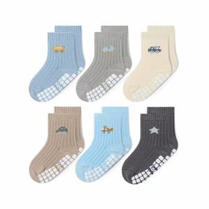 Chaussettes antidérapantes en coton tricoté pour nouveau-nés et bébés garçons, ensemble chaud pour l'hiver, l'été et l'automne, avec grip pour le sol, vente en gros OEM/ODM - Product Image 1
