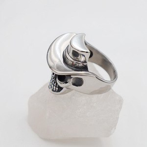 Skull <b>Ring</b> Men's <b>Titanium</b> Steel Index Finger <b>Ring</b> Geometric Shape Skeleton Design Gift Jewelry - Product Image 1