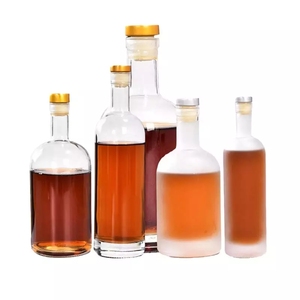Bouteille en verre blanc haute qualité ronde de 50 ml de style nordique avec bouchon en liège, étanche, vide, pour rhum, whisky, spiritueux, vodka, liqueur - Product Image 1
