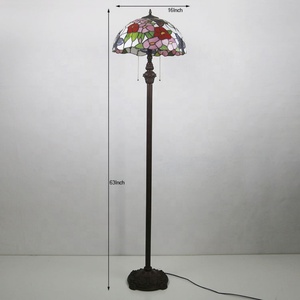 Lámpara de Pie LongHuiJing Tradicional LED de 16 Pulgadas con Diseño de Mariposa y Flores en Vidrio Teñido, Base de Resina, E27/E26, Alto Brillo - Product Image 4