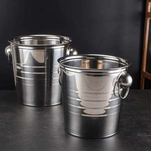 Custom <strong>Silver</strong> Stainless Steel Eco-Friendly <strong>Ice</strong> <strong>Bucket</strong> with Two Handles and Custom Logo for Beer Minimalist Design - Product Image 5