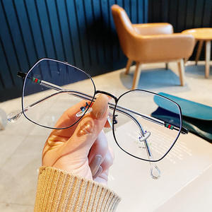 Nouvelles lunettes anti-lumière bleue pour ordinateur, monture carrée en métal, style coréen pour femmes, pont moyen irrégulier, verres PC anti-UV, lunettes optiques - Product Image 4
