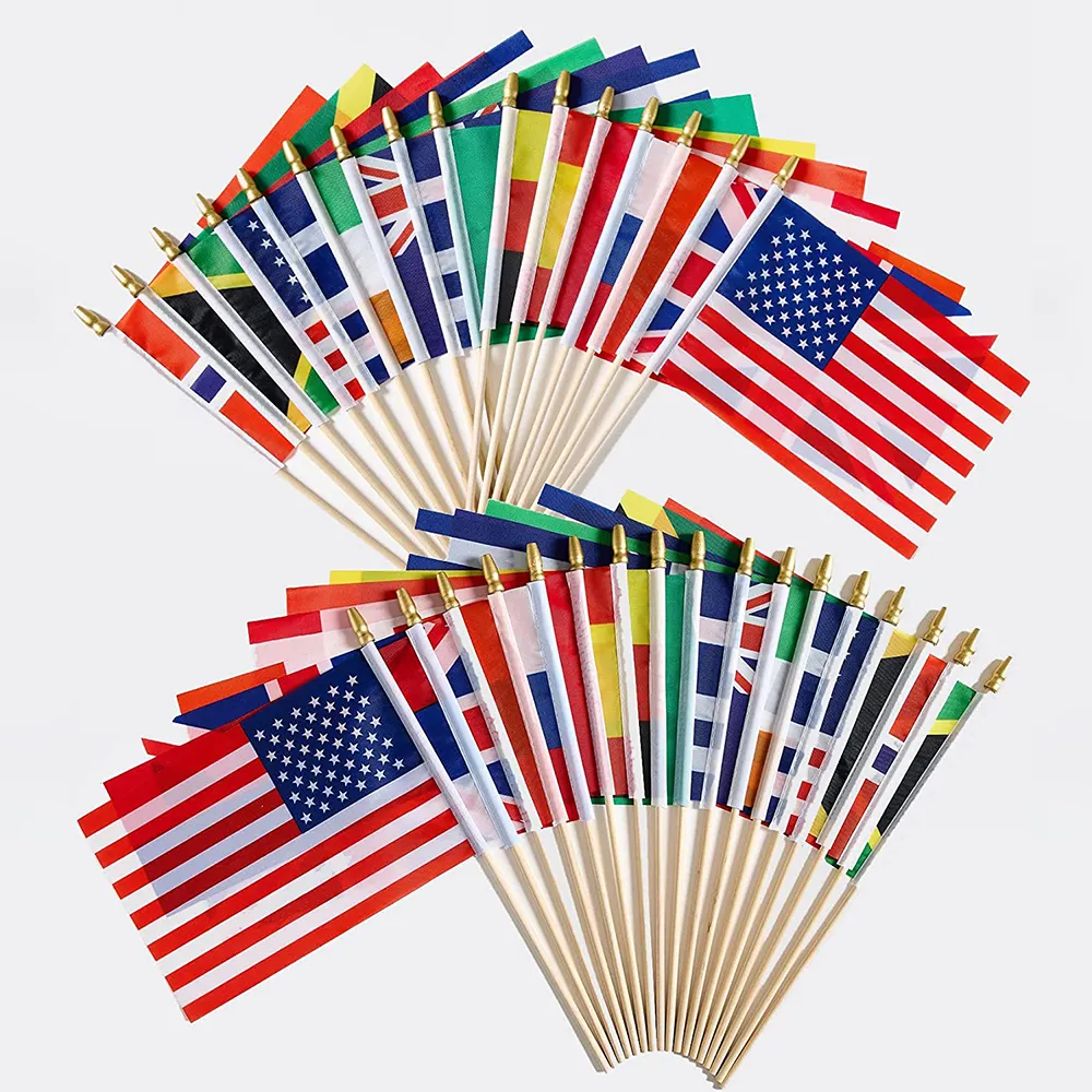 Small Mini Hand-held National Country Flag Hand Waving Flag for Party Decorations Supplies for Sports Event