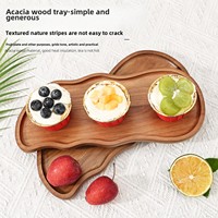 Plateau en bois d'acacia écologique anti-brûlure créatif plateau de tapis de ménage jetable pour gâteau aux fruits secs Snack Party-Maker