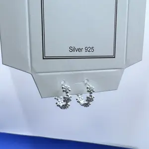 Mücevherat Trendy kadın arkadaş hediye 925 ayar gümüş erik çiçek elmas zirkonya hoop küpe ile kadınlar için