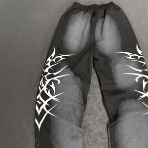 Custom Vintage Lavado ácido Sun Faded Acampanado Pierna ancha Cintura media Hip Hop Pantalones de chándal de gran tamaño Baggy 100% algodón - Product Image 3