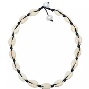 Natural Shell Necklace Women's Clavicle Chain Handmade Pearl Cotton Thread Party Jewelry Yiwu Origin Geometric Design - Product Image 4