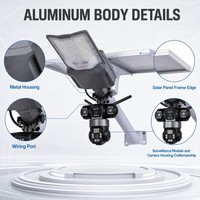 Lámpara Solar de Calle con Módulo de Cámara de Seguridad y Cuerpo de Aluminio Fundido a Presión, Personalizada para Áreas de Almacenamiento sin Supervisión