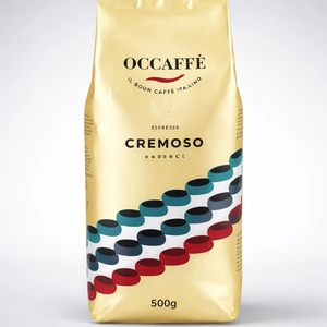 Granos de Café Cremoso Hechos en Italia, 50% Arábica, 50% Robusta, Bolsa de 500 g, Café para Café Italiano - Product Image 1