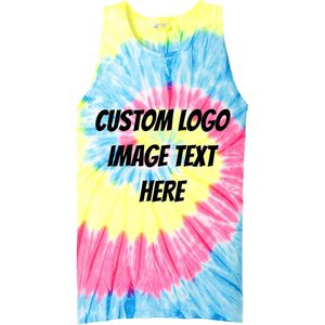 Camisetas sin mangas para hombre de diseño personalizado 2025 Pc147tt Multicolor Tie Dye con su propio logotipo estampado de textos - Product Image 5