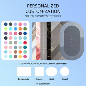 Tapis de salle de bain douche diatomée imprimé personnalisé tapis absorbant l'eau sol antidérapant tapis de bain diatomite - Product Image 4