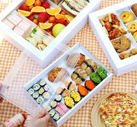 Boîte de pique-nique pour le camping, boîte à emporter pour les sorties printanières, bento pour le thé de l'après-midi, boîte en papier jetable pour desserts et petits repas