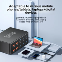 Chargeur USB Type-C multi-ports 330W en nitrure de gallium 20V5A pour téléphone portable, tablette, ordinateur portable, écouteurs, charge rapide intelligente universelle pour ordinateur de bureau