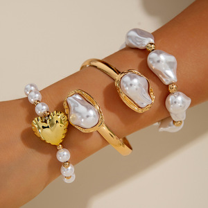 European American Cross-border Jewelry Fashion Liquid Pleated Acrylic Resin Lucite <strong>Large</strong> Wide Punk <strong>Beaded</strong> Geometric <strong>Bracelet</strong> - Product Image 1
