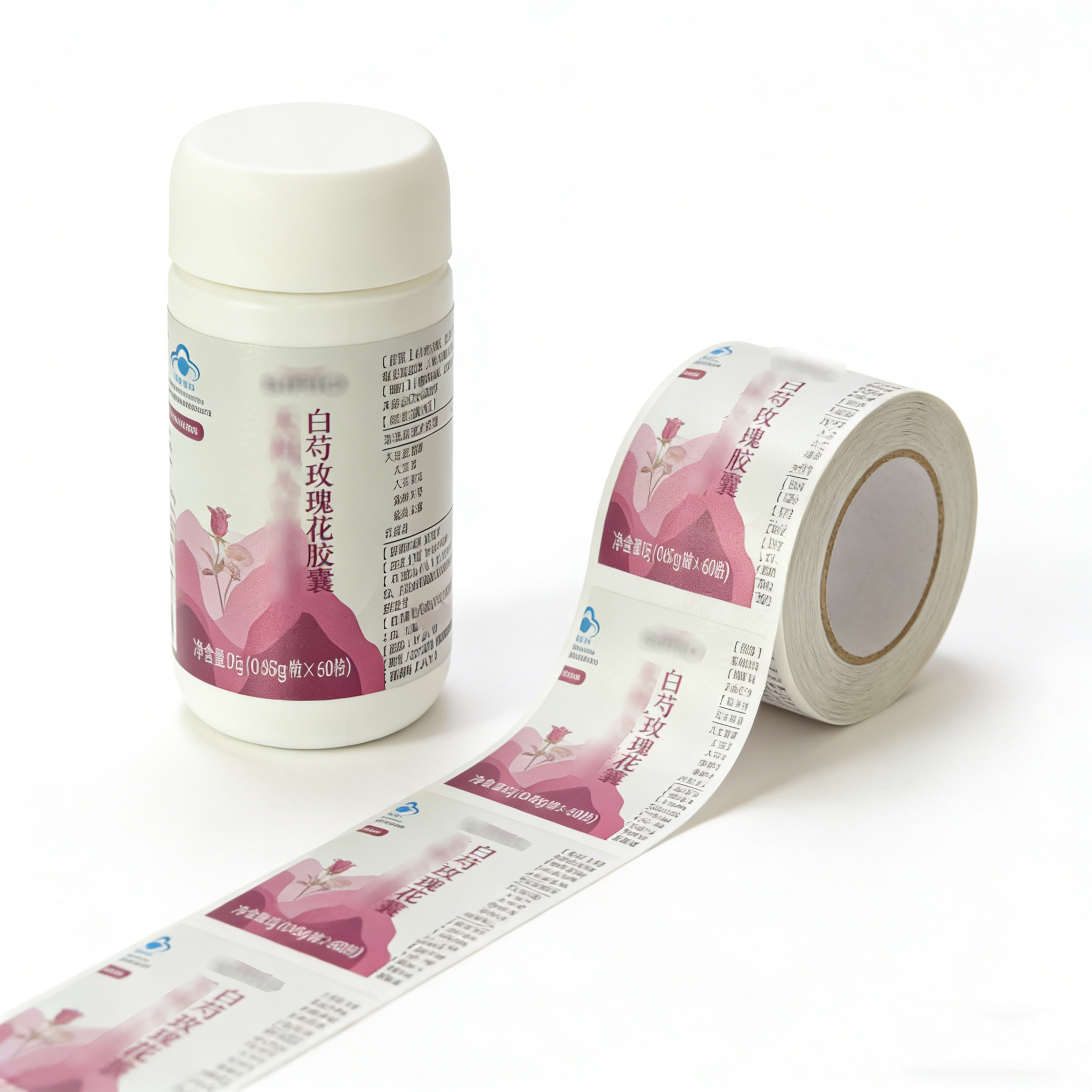 Waterproof Eco-Friendly White PP Film Scratch off Adhesive Stickers Roll with Custom Shapes for Supplement Bottle