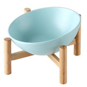 可调高架木质宠物狗喂食器凸起陶瓷狗喂食器碗 - Product Image 2