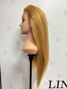 Cabeza de Maniquí de cabello real profesional con hombro-100% cabello natural, totalmente personalizable <span class=keywords><strong>para</strong></span> entrenamiento y práctica de estilista - Product Image 4