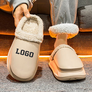 2025 otoño invierno cálido esponjoso diapositivas sandalias EVA impermeable logotipo personalizado zapatos planos de algodón zapatillas mujeres hombres - Product Image 3