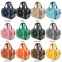 Pochette de maquillage personnalisable à imprimé paisley matelassé vertical avec fermeture éclair, grande trousse de toilette de voyage, organiseur de cosmétiques