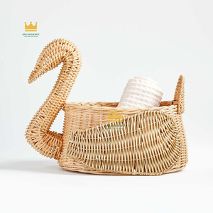 Handmade Natural Swan Shaped <b>Rattan</b> Toy <b>Storage</b> <b>Basket</b> for Kids Room Nursery Decor and Home Organization - Product Image 2