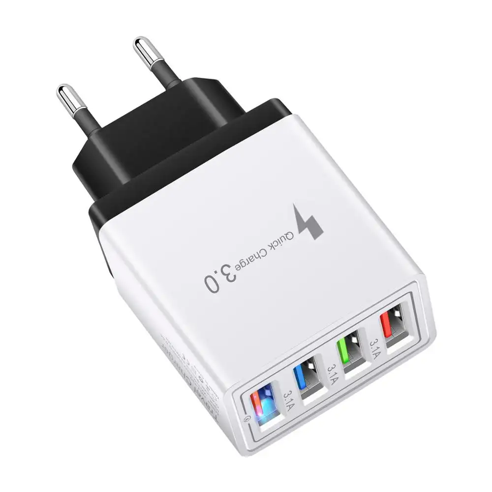 Universal Wall Socket 4 Port USB Chargers Mobile Phone Travel Wall Charger US/ EU/ UK plug Charger for iPhone