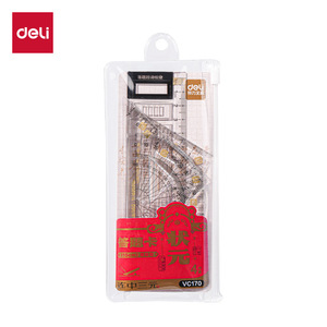 Deli VC170 Exam Ruler Set With Answer Sheet Sleeve Red Plastic Student Geometry Tools For School And Children - Product Image 1