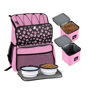 Zaino da Viaggio per Animali Domestici Everich, Popolare Modello Stampato per Cani e Gatti con Due Contenitori per Cibo, Chiusura a Zip e Parte Superiore in Rete - Product Image 2