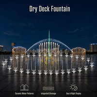 Fontaine interactive extérieure en acier inoxydable à éclairage LED RGB/Laser, programmation IA à distance, vente directe usine pour B2B