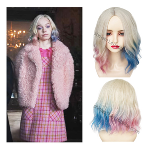 Peluca de <span class=keywords><strong>Cosplay</strong></span> de <span class=keywords><strong>Anime</strong></span> Shinein TV Series Wednesday, Color Rosa Pastel Azulado Degradado, Peluca Sintética Ondulada Corta Tipo Bob de Enid Sinclair con Flequillo - Product Image 6