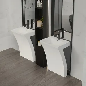 Acrylic Resin Sheets Bathroom Face Basin/kkr Bathroom Pedestal Basin/ Freestanding Washbasin