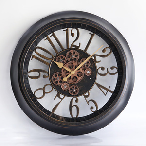 Grande <span class=keywords><strong>horloge</strong></span> murale ronde classique <span class=keywords><strong>en</strong></span> plastique vieilli de 20 pouces <span class=keywords><strong>avec</strong></span> <span class=keywords><strong>engrenage</strong></span> mobile - Product Image 1