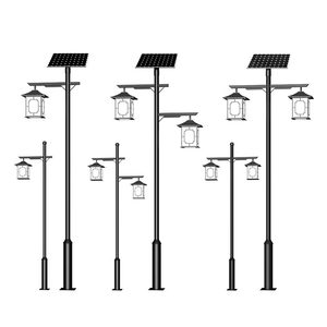 Lámpara Solar de Jardín de Doble Cabezal JM de 3 Metros, Estilo Retro Chino, para Patio, Villa, Paisaje Exterior - Product Image 3