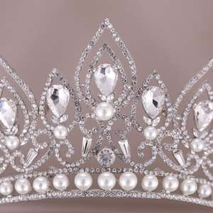 Corona plateada dorada <span class=keywords><strong>de</strong></span> cristal brillante 2020, <span class=keywords><strong>accesorios</strong></span> <span class=keywords><strong>para</strong></span> <span class=keywords><strong>el</strong></span> <span class=keywords><strong>pelo</strong></span> <span class=keywords><strong>de</strong></span> boda, compromiso, desfile <span class=keywords><strong>de</strong></span> princesa perla <span class=keywords><strong>de</strong></span> lujo <span class=keywords><strong>para</strong></span> joyería nupcial - Product Image 5