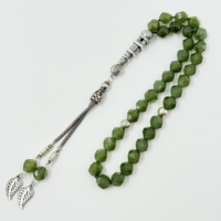 Bracelet de prière islamique, maillot de bain, jade 8 mm, 33 pièces, argent 925, Subha Misbaha, perles de pèlerinage musulmanes, Kerbai Tasbih, chapelet