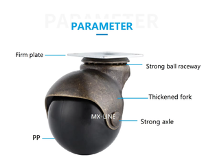 2 Zoll PP Castor 50 mm Antik Messing Farbe Kugel rad Nachlauf mit Platte/Bremse - Product Image 4