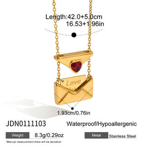 Collar con Colgante de Corazón Desmontable Minimalista J&D, Acero Inoxidable, Incrustaciones de Circonita Roja, Regalo de San Valentín para Mujer - Product Image 3